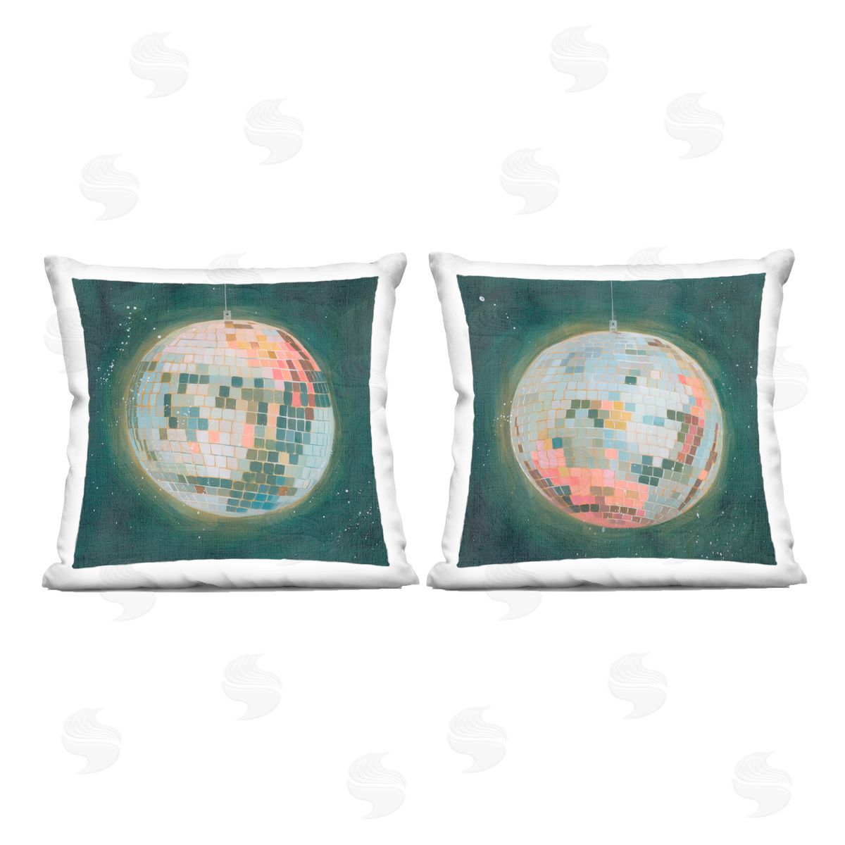 Grace Popp Disco Balls with Vivid Hues Printed Plush Polyester Throw Pillow