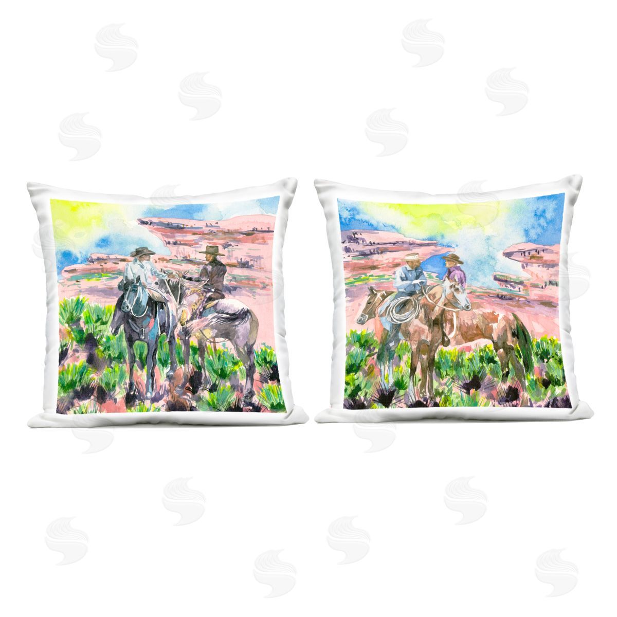 Melissa Wang Cowboys Under Western Sun Outdoor Quick-Dry Polyester Printed Throw Pillow