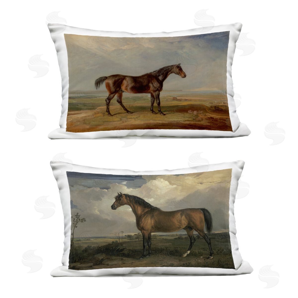 James Ward Horses in Desolate Terrain Outdoor Quick-Dry Polyester Printed Throw Pillow