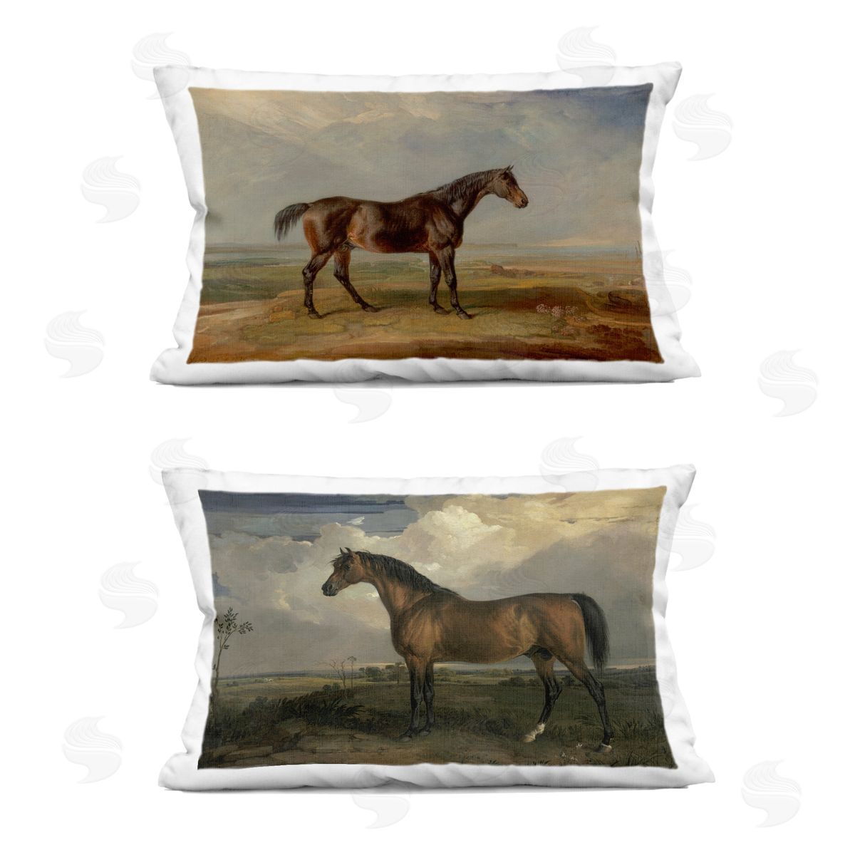 James Ward Horses in Desolate Terrain Printed Plush Polyester Throw Pillow