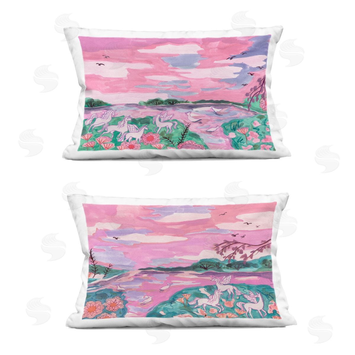 Melissa Wang Unicorn Nature Whimsy Printed Plush Polyester Throw Pillow