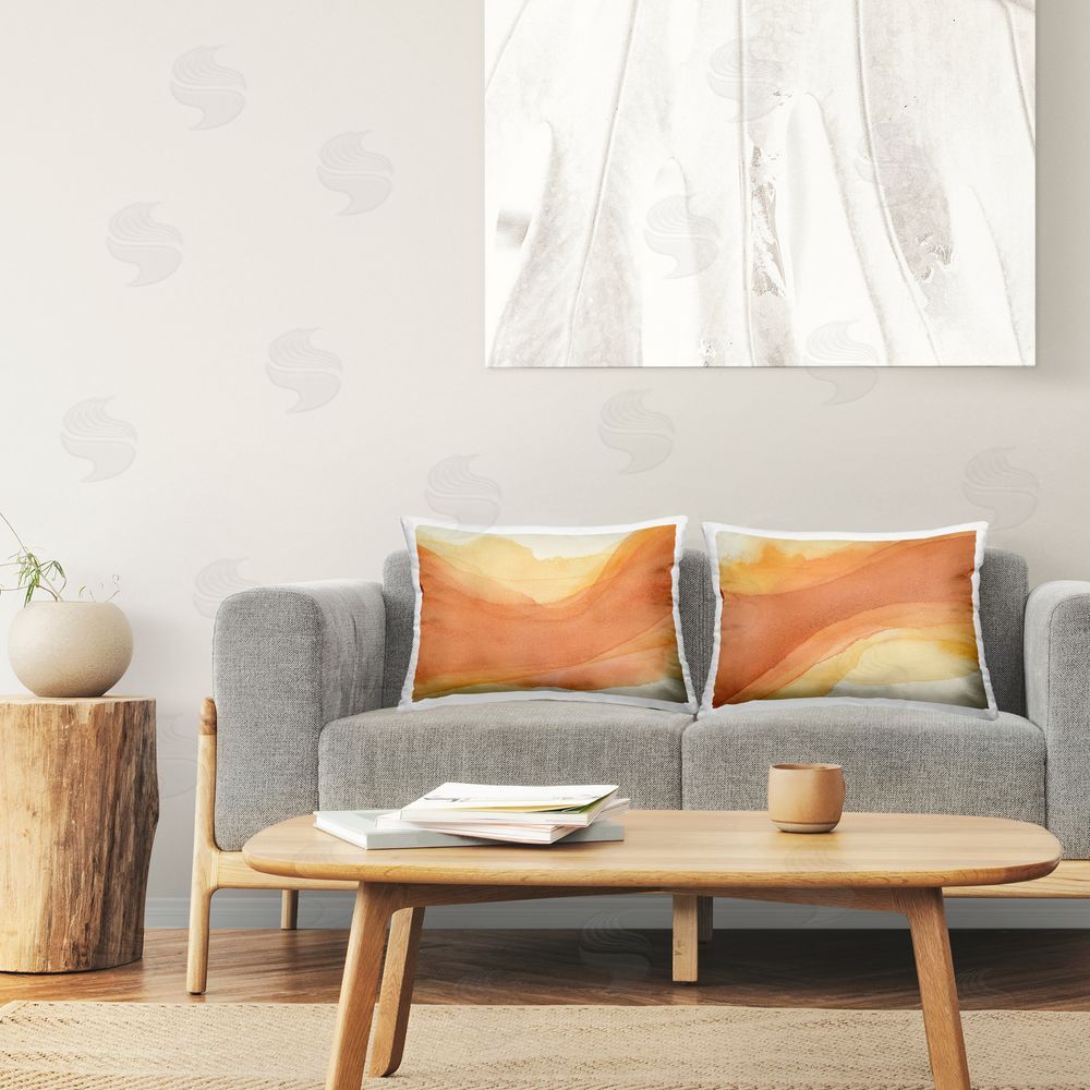 Grace Popp Curving Orange Waves Printed Plush Polyester Throw Pillow On Chair