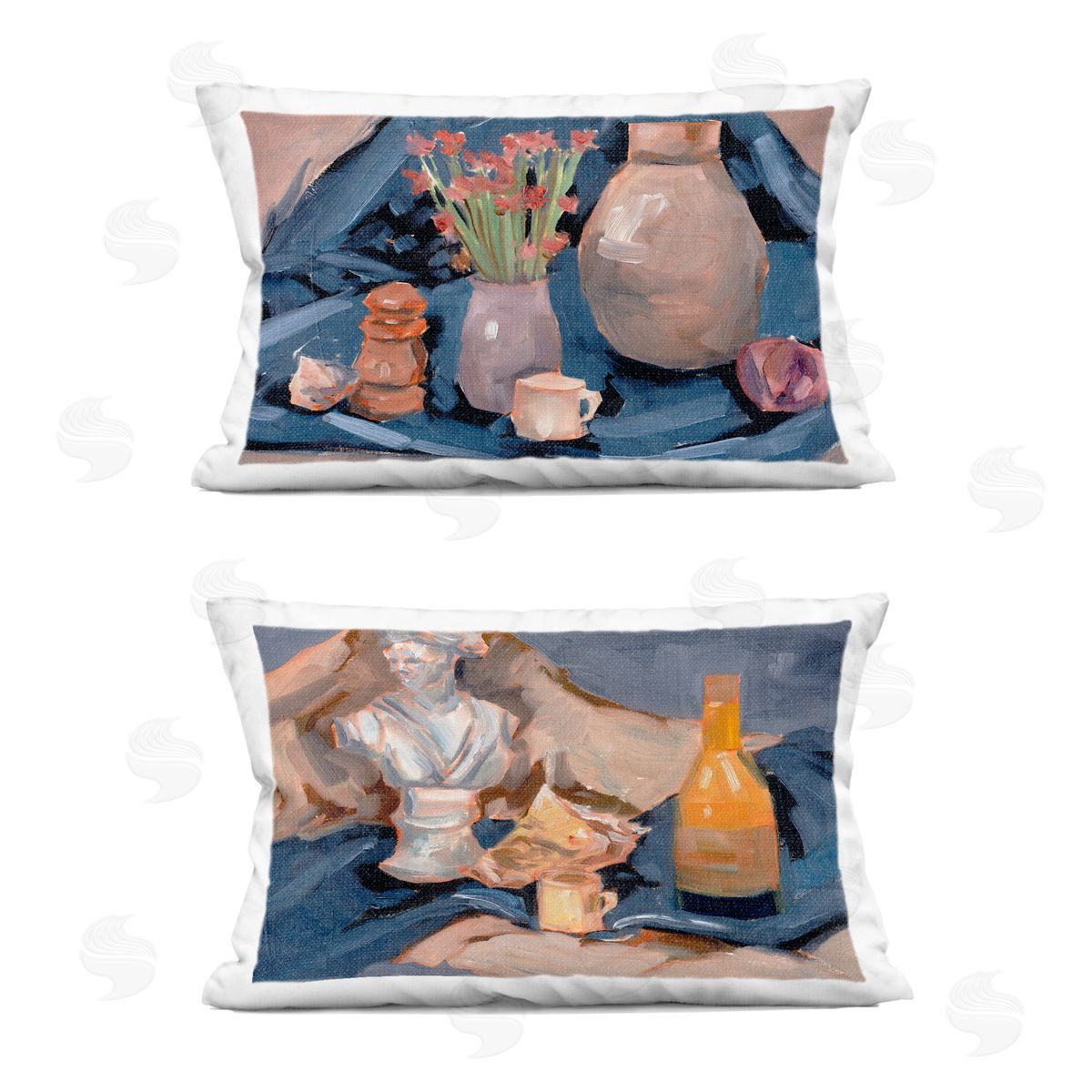 Melissa Wang Traditional Still Life on Drapery Printed Plush Polyester Throw Pillow