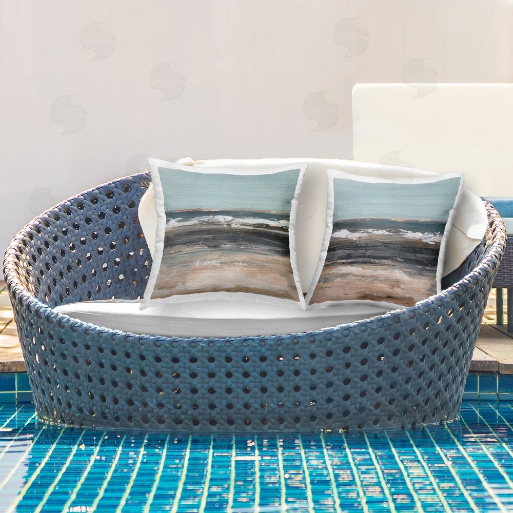 Ethan Harper Summer Waves Abstract Outdoor Quick-Dry Polyester Printed Throw Pillow in Back Yard