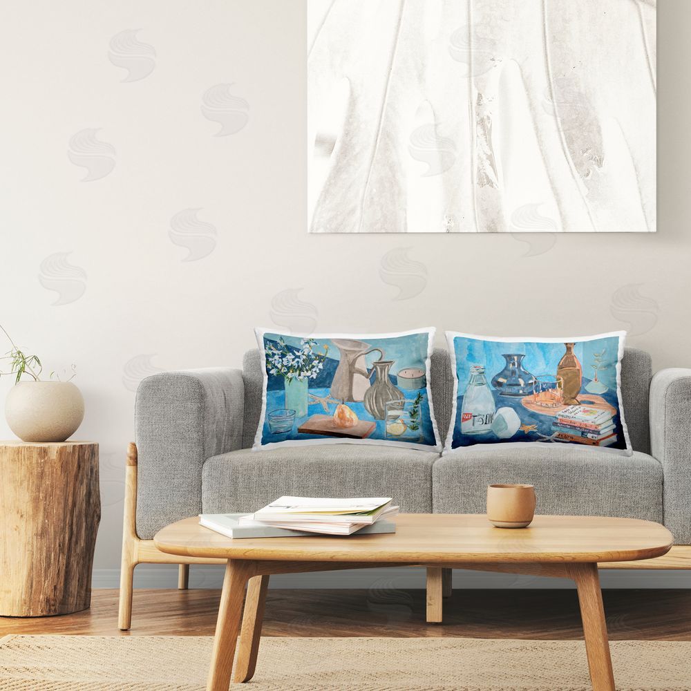 Melissa Wang Coastal Themed Still Lifes Printed Plush Polyester Throw Pillow On Chair