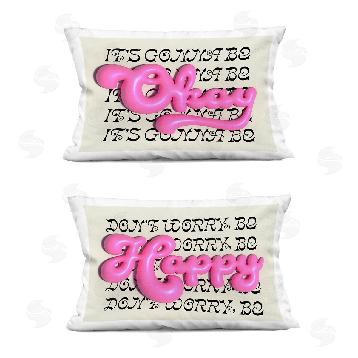 Victoria Barnes Uplifting Bubble Phrases Printed Plush Polyester Throw Pillow