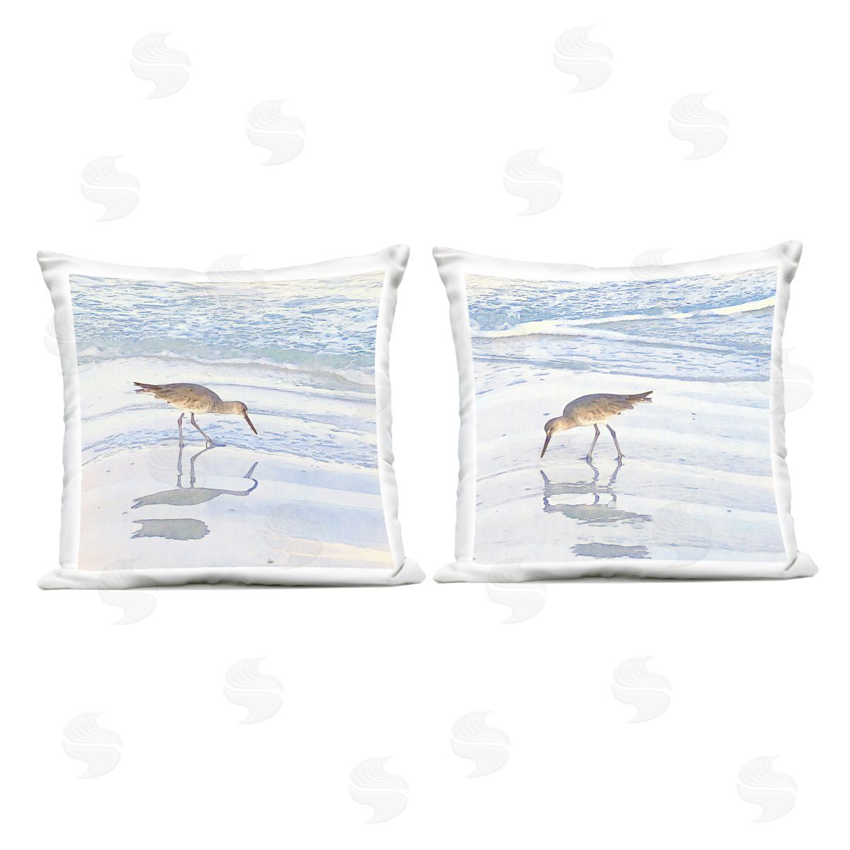 Christine Zalewski Seaside Sandpiper Birds Outdoor Quick-Dry Polyester Printed Throw Pillow