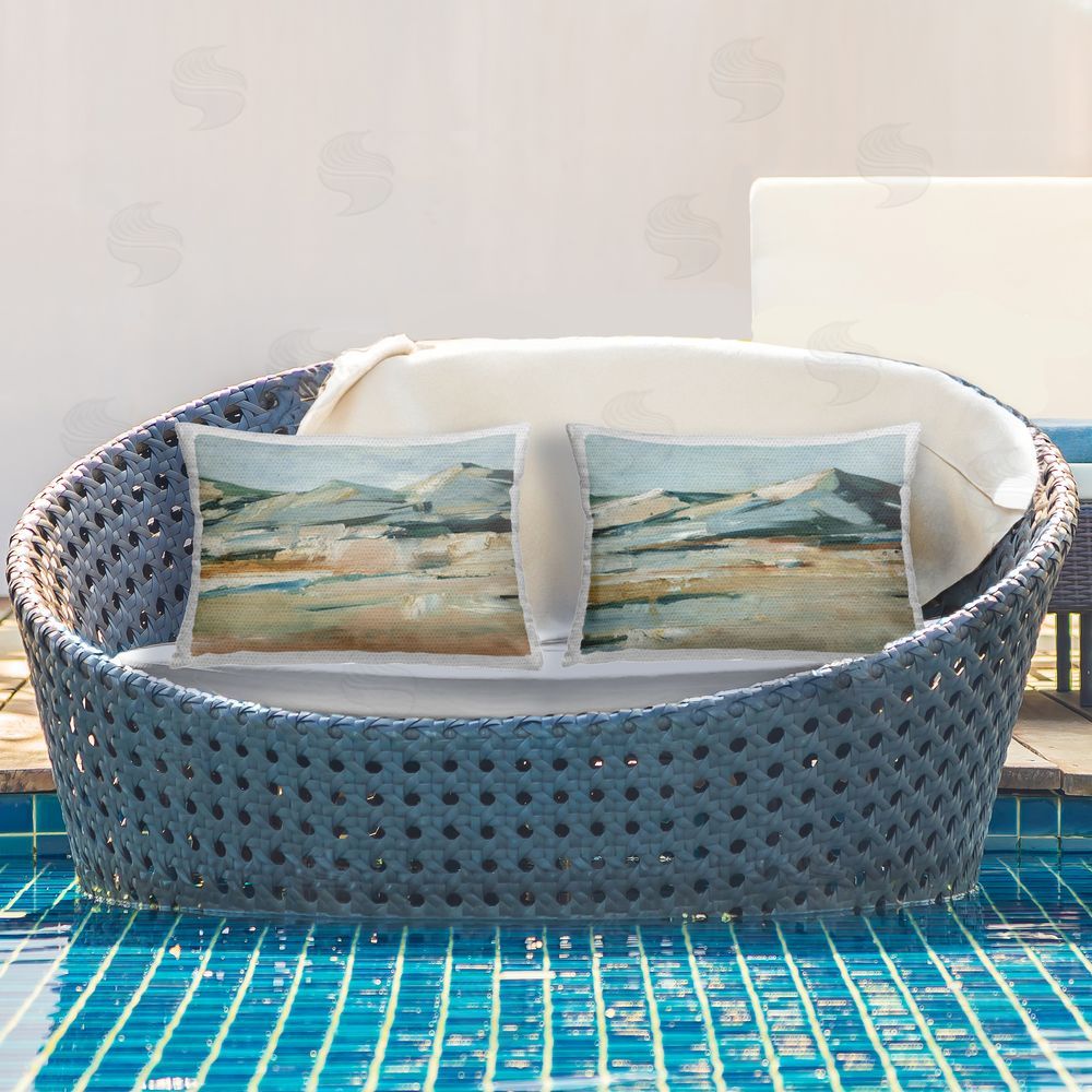 Ethan Harper Desert Mountain Impressions Outdoor Quick-Dry Polyester Printed Throw Pillow in Back Yard