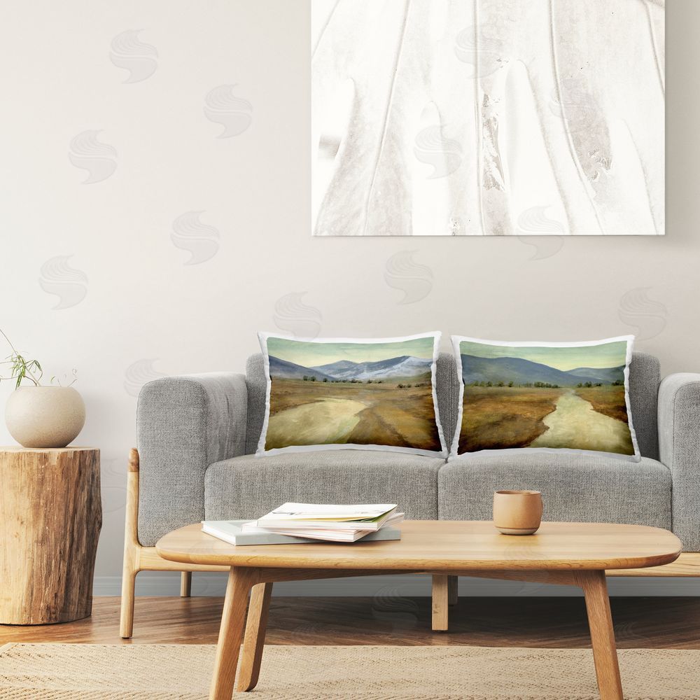 Michael Willett Barren Desert Path Printed Plush Polyester Throw Pillow On Chair