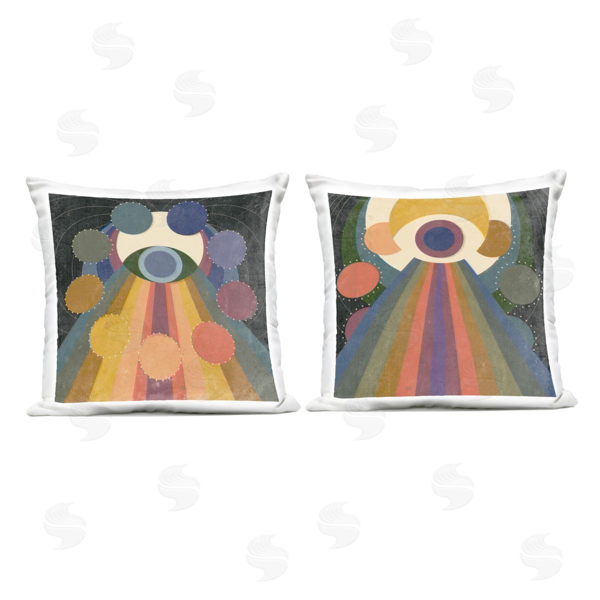 Victoria Barnes Spiritual Eye Boho Shapes Outdoor Quick-Dry Polyester Printed Throw Pillow