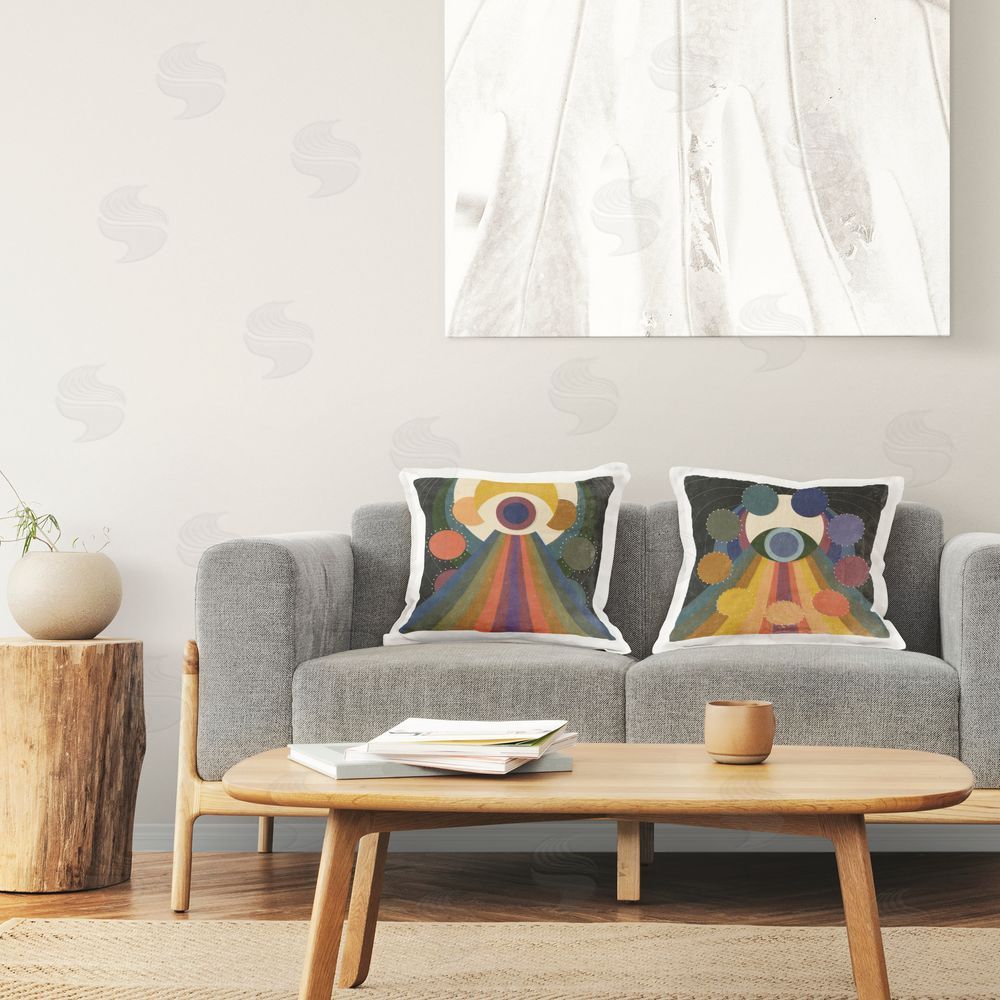 Victoria Barnes Spiritual Eye Boho Shapes Printed Plush Polyester Throw Pillow On Chair