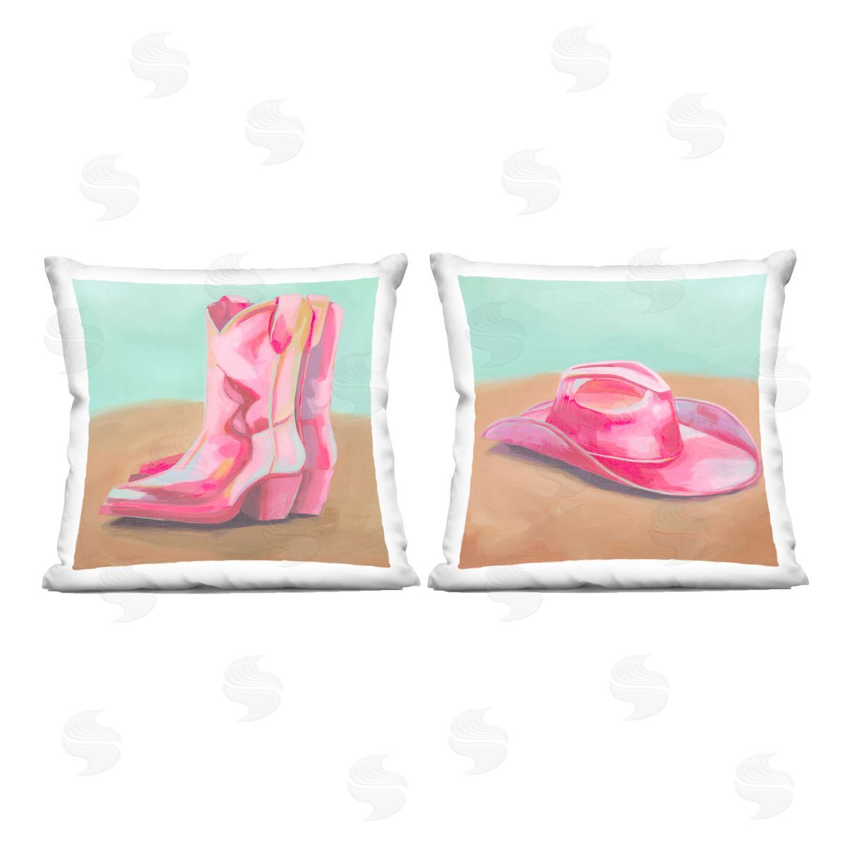 Grace Popp Pink Theme Cowgirl Fashion Printed Plush Polyester Throw Pillow