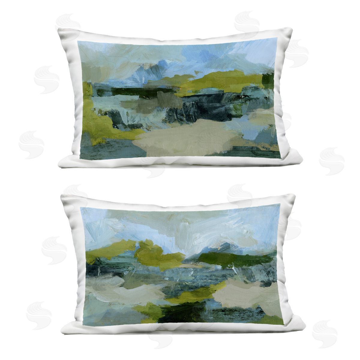Victoria Barnes Abstraction with Green Details Outdoor Quick-Dry Polyester Printed Throw Pillow