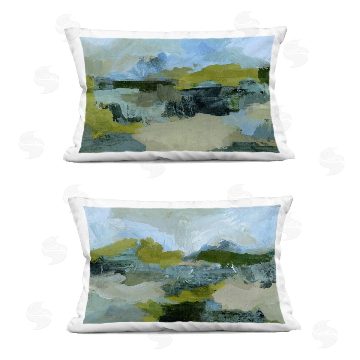 Victoria Barnes Abstraction with Green Details Printed Plush Polyester Throw Pillow