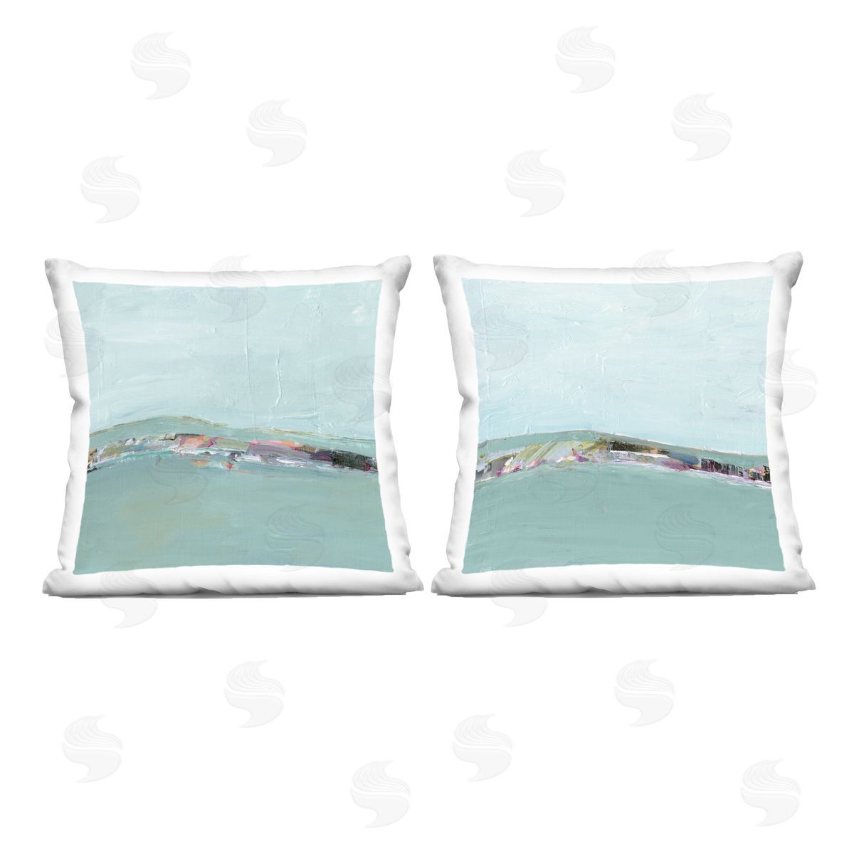 Ethan Harper Abstract Sea Distant Cliffs Printed Plush Polyester Throw Pillow