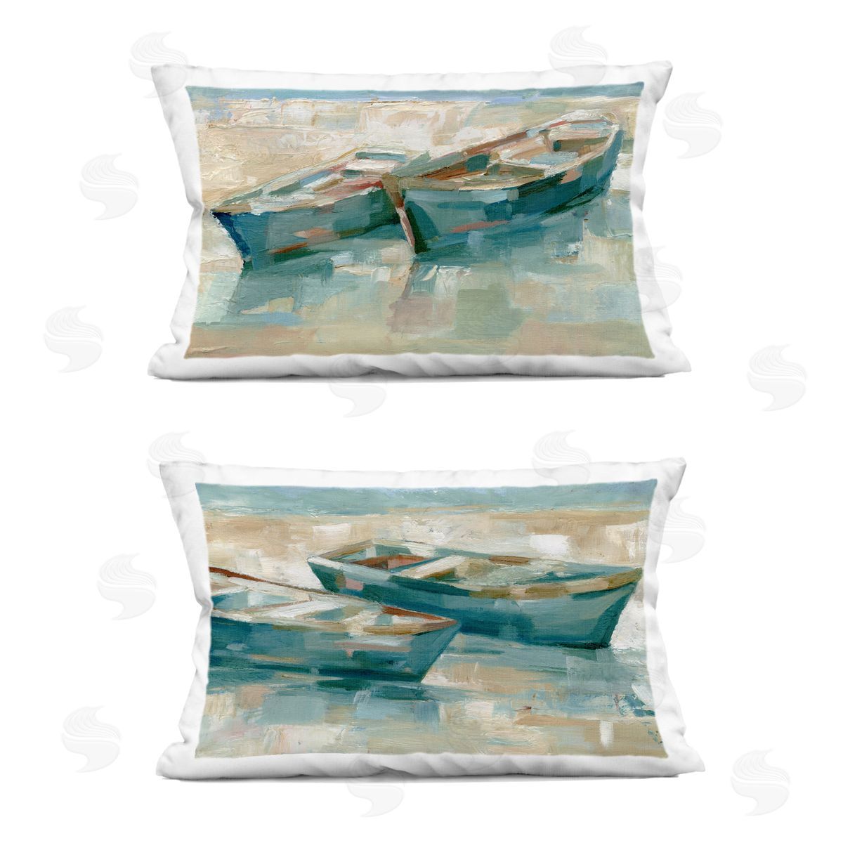 Ethan Harper Rowboat Pairs Washed Ashore Printed Plush Polyester Throw Pillow