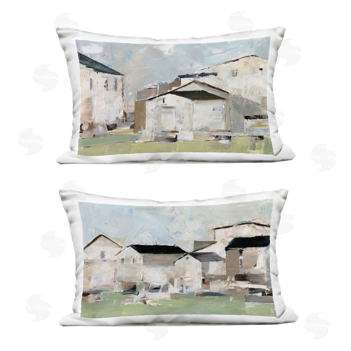 Ethan Harper Cluster of Houses View Outdoor Quick-Dry Polyester Printed Throw Pillow