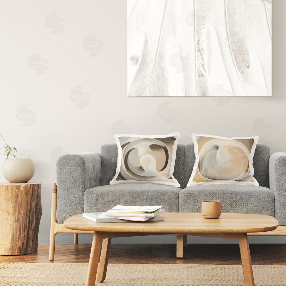 Noah Bay Neutral Circular Vortex Printed Plush Polyester Throw Pillow On Chair