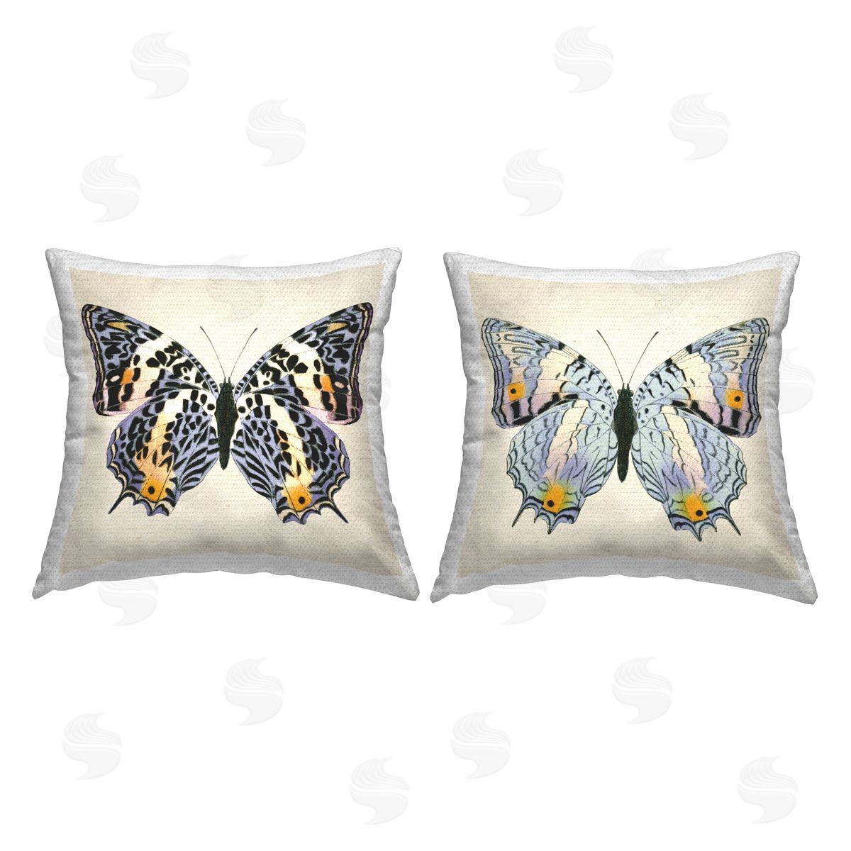 Susan Jill Intricate Blue Butterflies Outdoor Quick-Dry Polyester Printed Throw Pillow