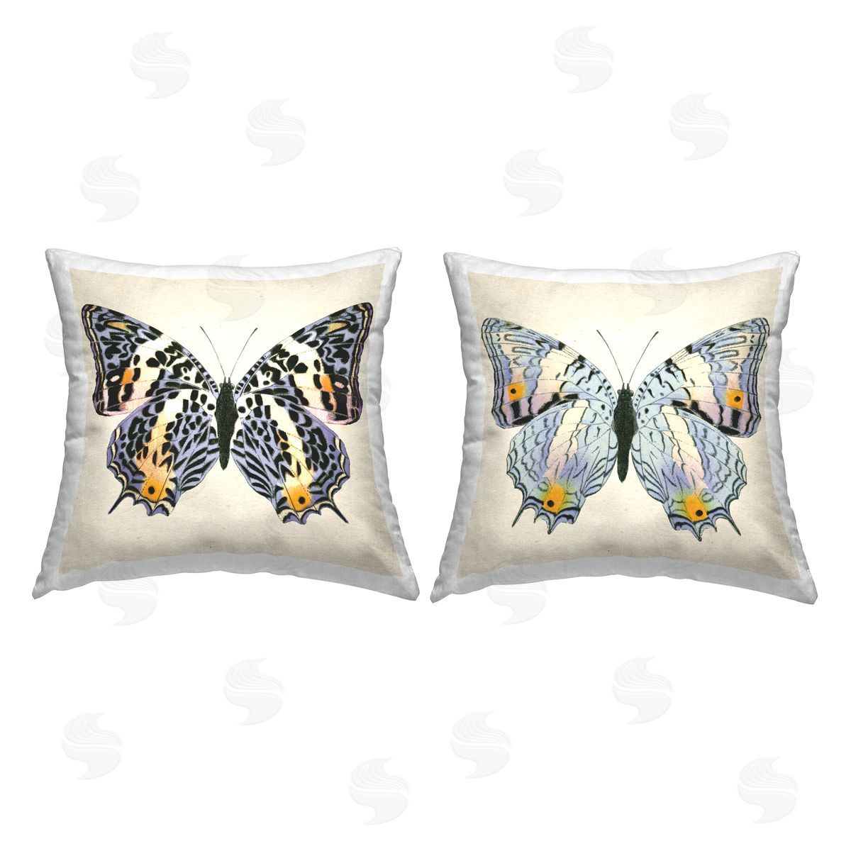 Susan Jill Intricate Blue Butterflies Printed Plush Polyester Throw Pillow