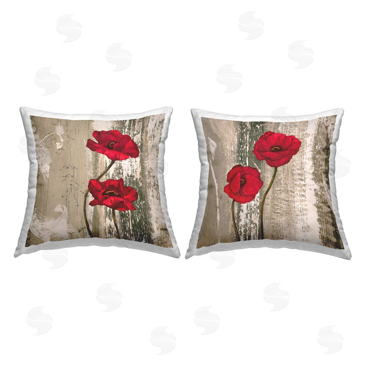 Brian Foster Poppies on Rustic Background Printed Plush Polyester Throw Pillow