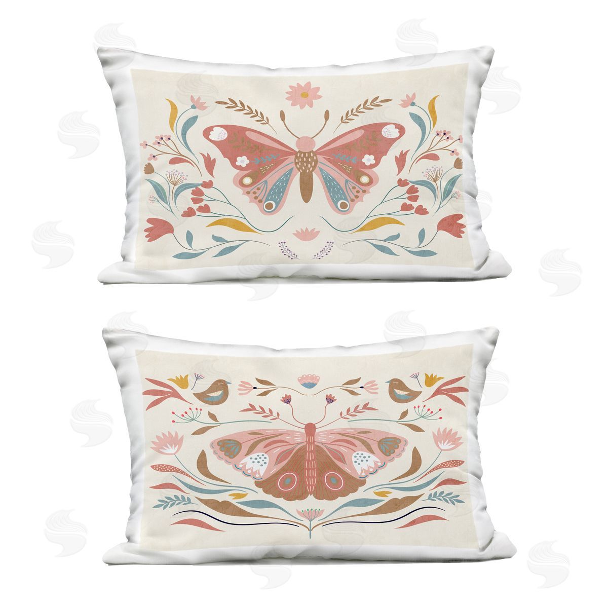 Kim Allen Folk Butterflies & Florals Outdoor Quick-Dry Polyester Printed Throw Pillow