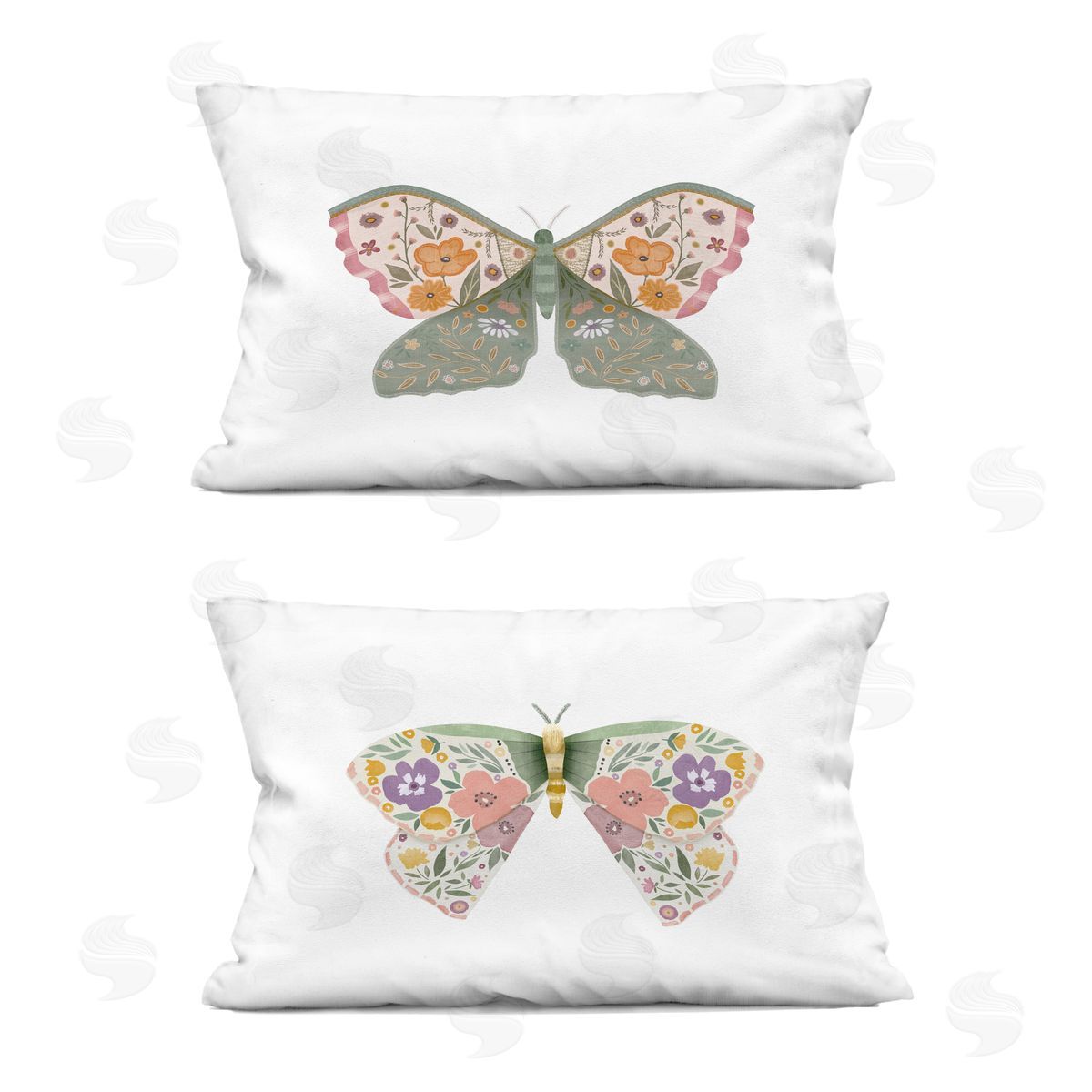 Kim Allen Folk Florals Butterflies Printed Plush Polyester Throw Pillow
