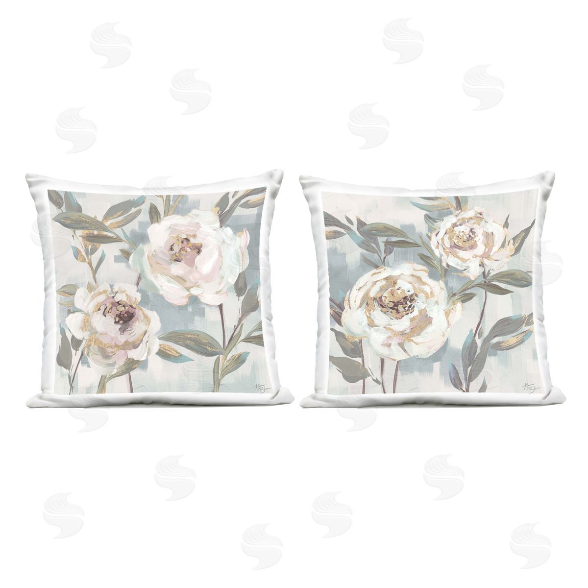 Nina Blue Country Antique Blossoms Outdoor Quick-Dry Polyester Printed Throw Pillow