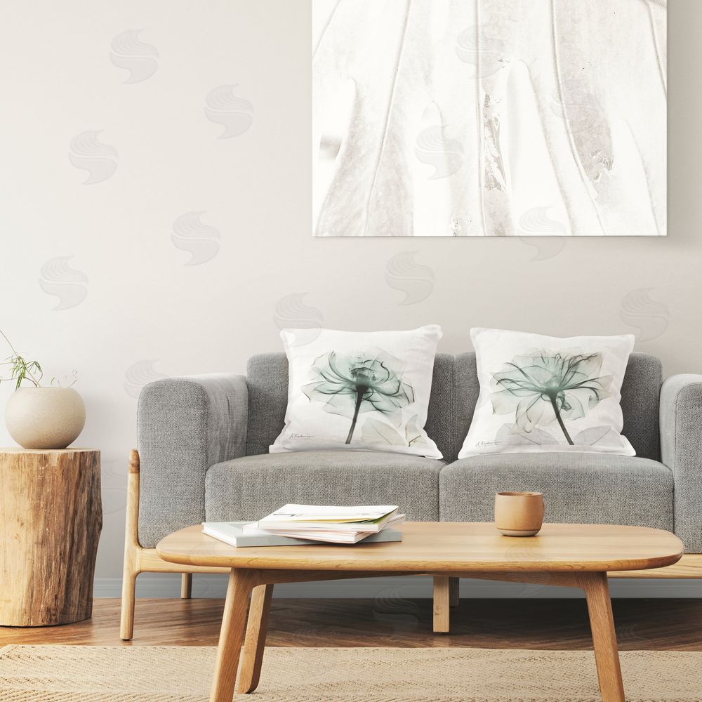 Albert Koetsier Serene Emerald Rose Printed Plush Polyester Throw Pillow On Chair