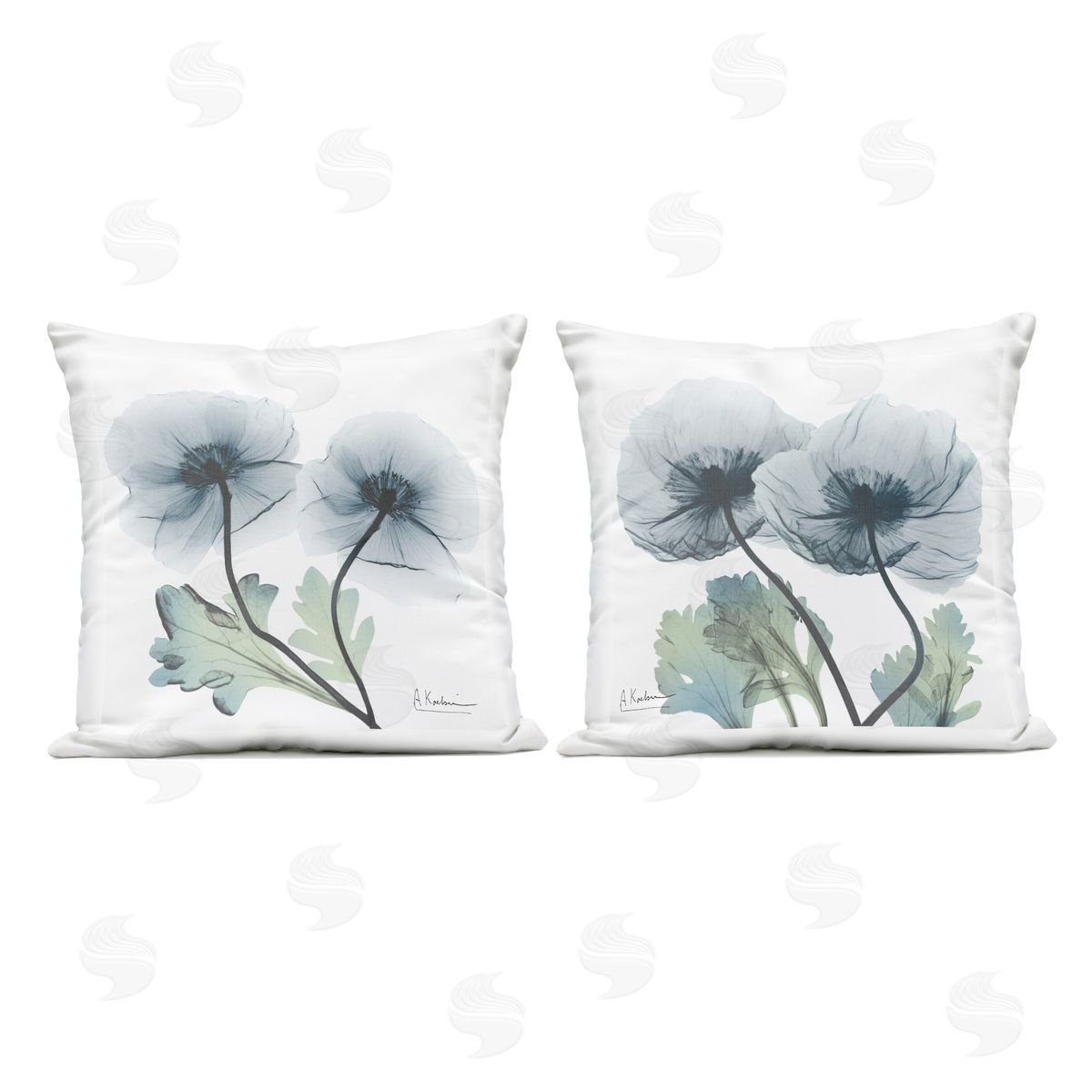Albert Koetsier Luminous Sapphire Florals Outdoor Quick-Dry Polyester Printed Throw Pillow