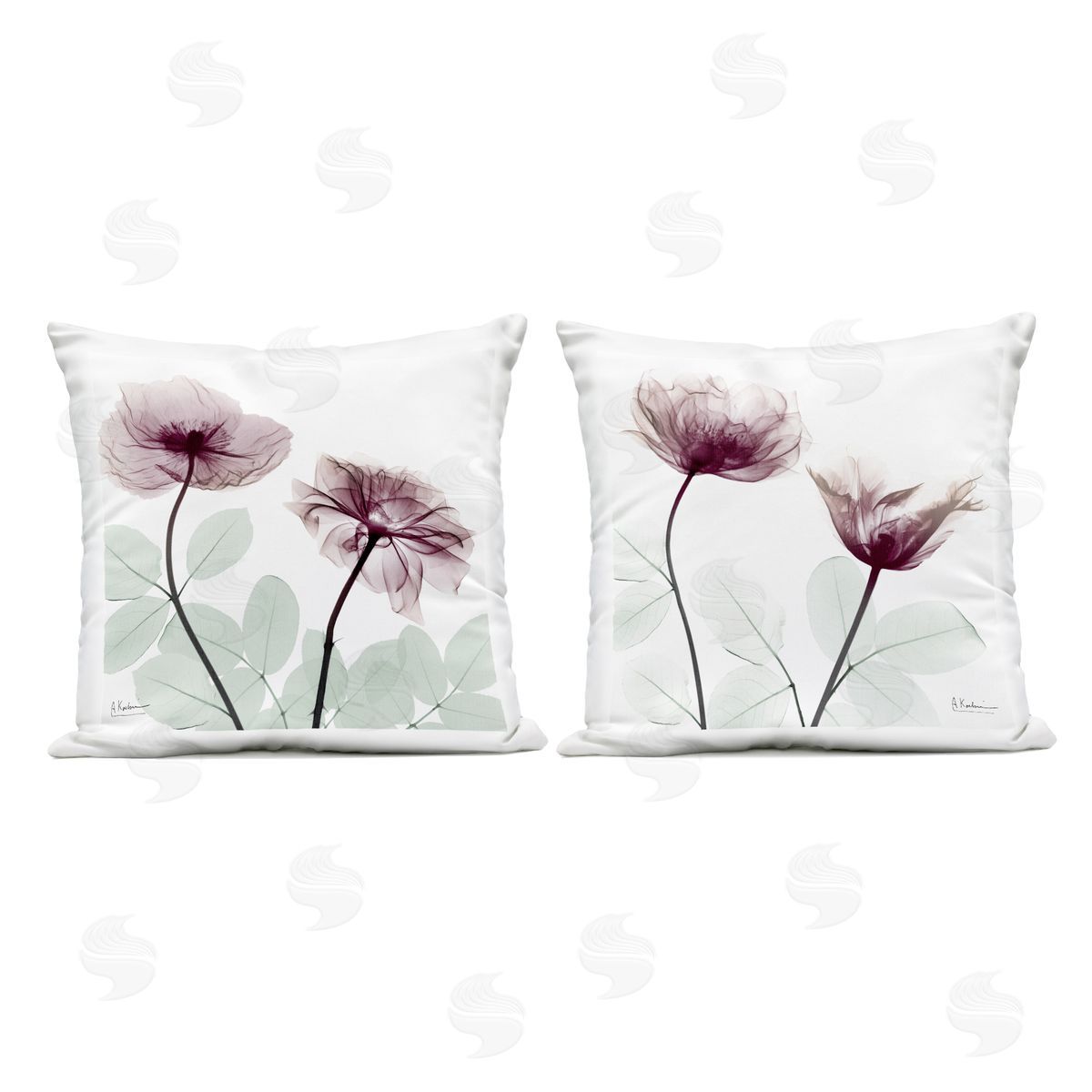 Albert Koetsier Delicate Mauve Flowers Outdoor Quick-Dry Polyester Printed Throw Pillow