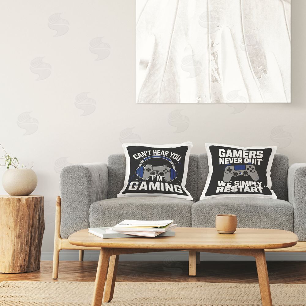 Kim Allen Fun Gamer Quotes Printed Plush Polyester Throw Pillow On Chair