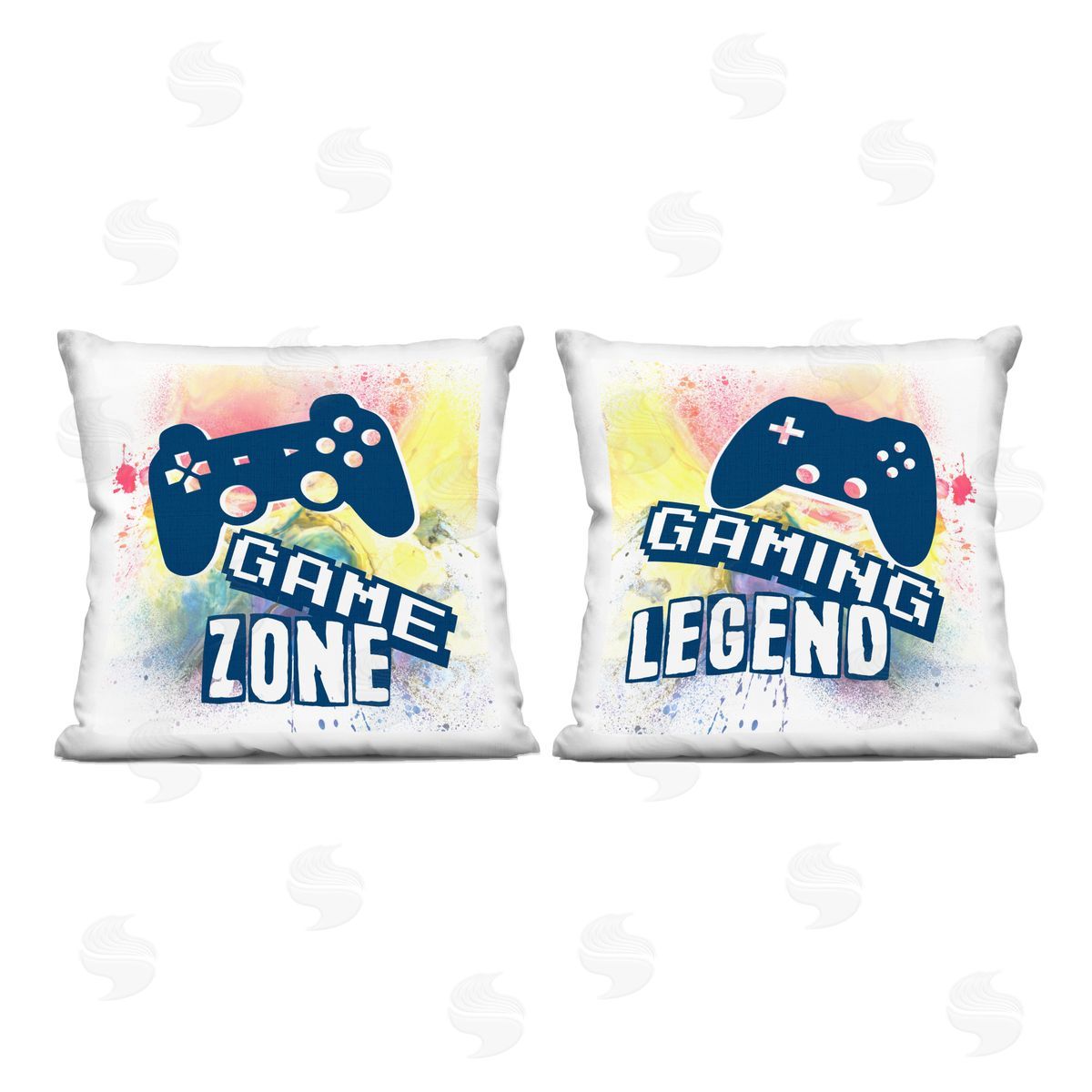 Marcus Prime Retro Splatter Game Phrases Printed Plush Polyester Throw Pillow