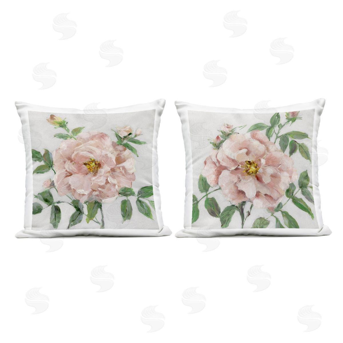 Sally Swatland Soft & Subtle Peonies Outdoor Quick-Dry Polyester Printed Throw Pillow