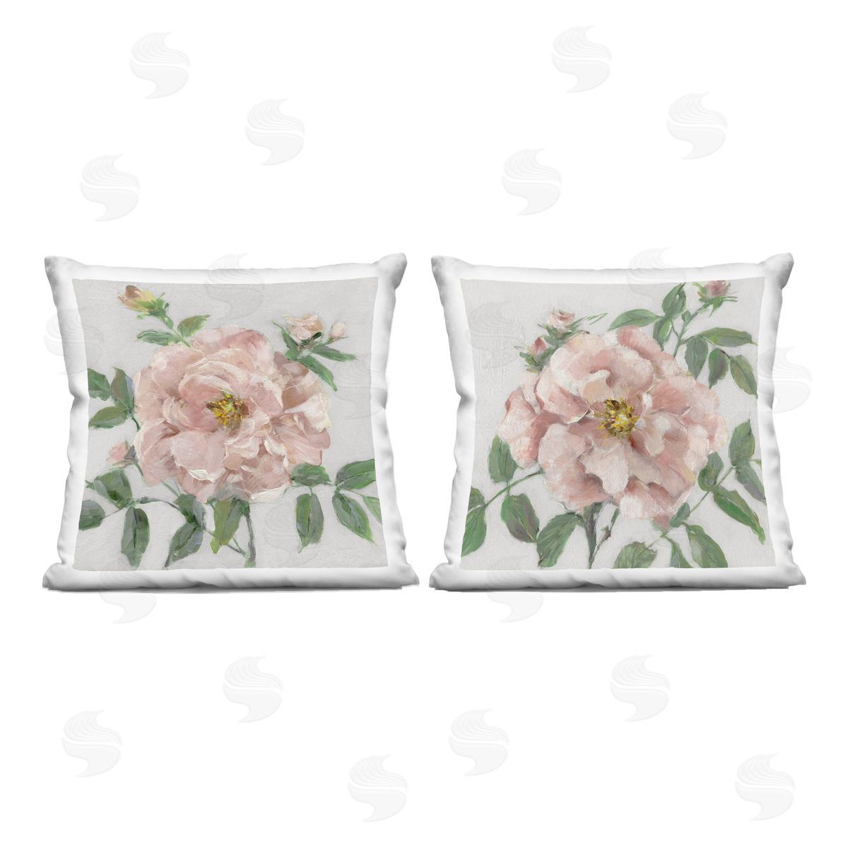 Sally Swatland Soft & Subtle Peonies Printed Plush Polyester Throw Pillow