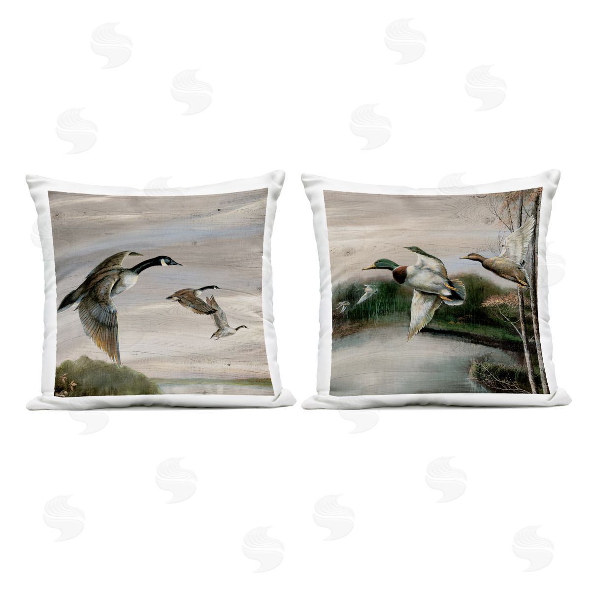 Ruane Manning Geese & Ducks in Nature Outdoor Quick-Dry Polyester Printed Throw Pillow