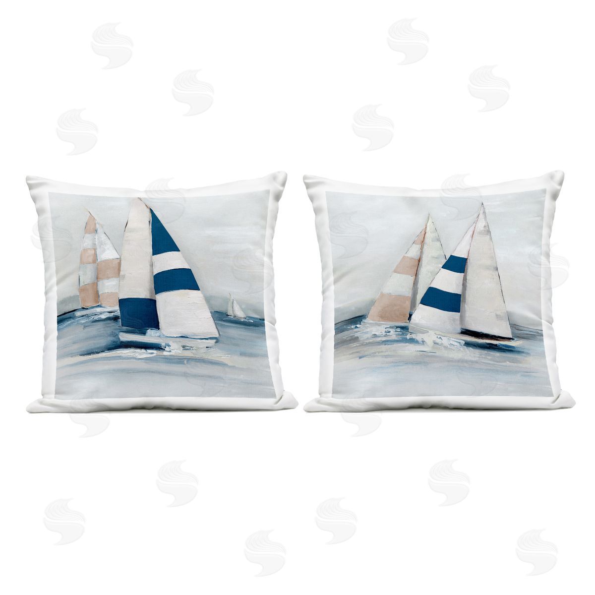 Sally Swatland Sailboat Fleet Voyage Outdoor Quick-Dry Polyester Printed Throw Pillow