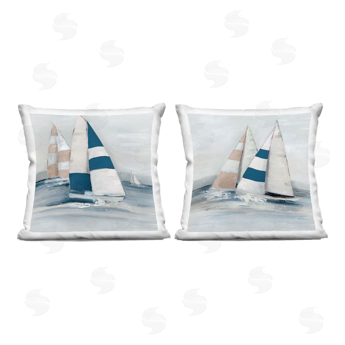 Sally Swatland Sailboat Fleet Voyage Printed Plush Polyester Throw Pillow