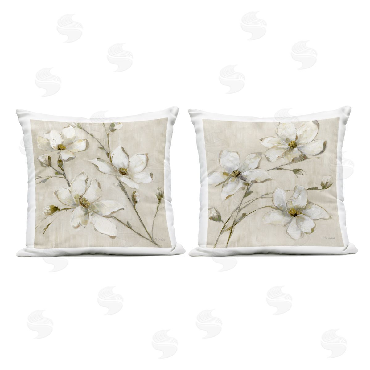 Sally Swatland Outstretched Dogwood Branches Outdoor Quick-Dry Polyester Printed Throw Pillow