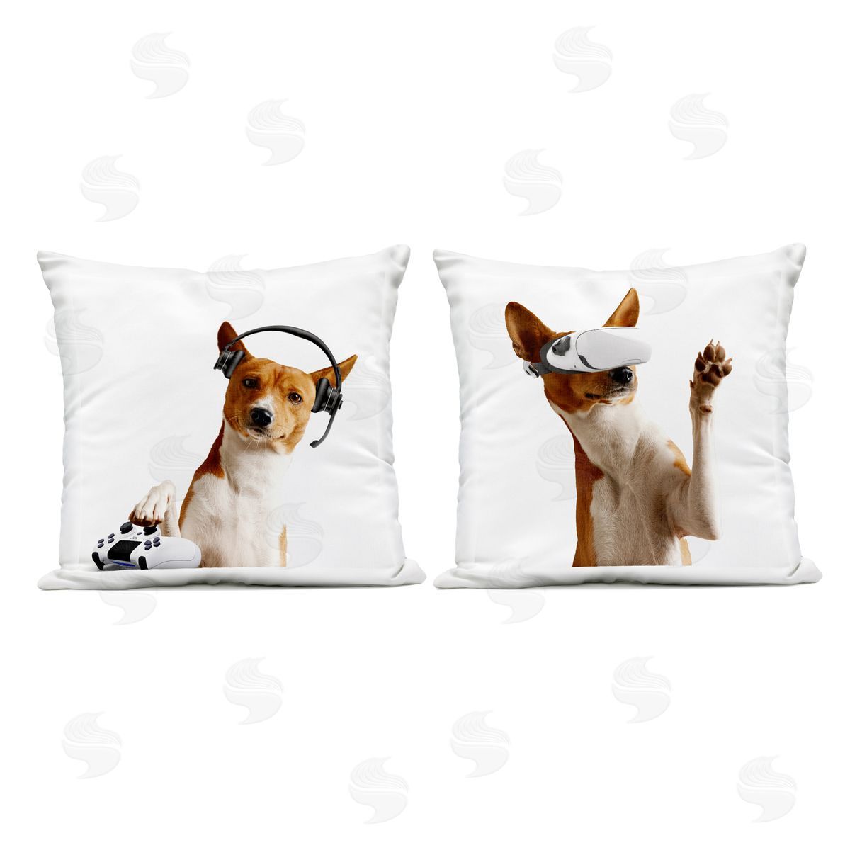 CAD Designs Video Game Dogs with VR Outdoor Quick-Dry Polyester Printed Throw Pillow