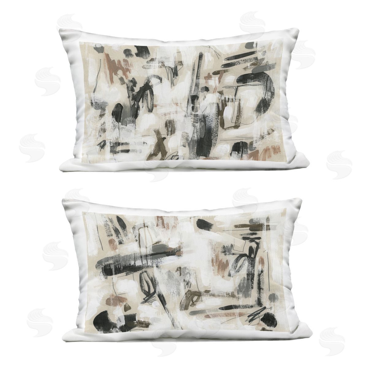 June Erica Vess Neutral Earth Tones Abstraction Outdoor Quick-Dry Polyester Printed Throw Pillow