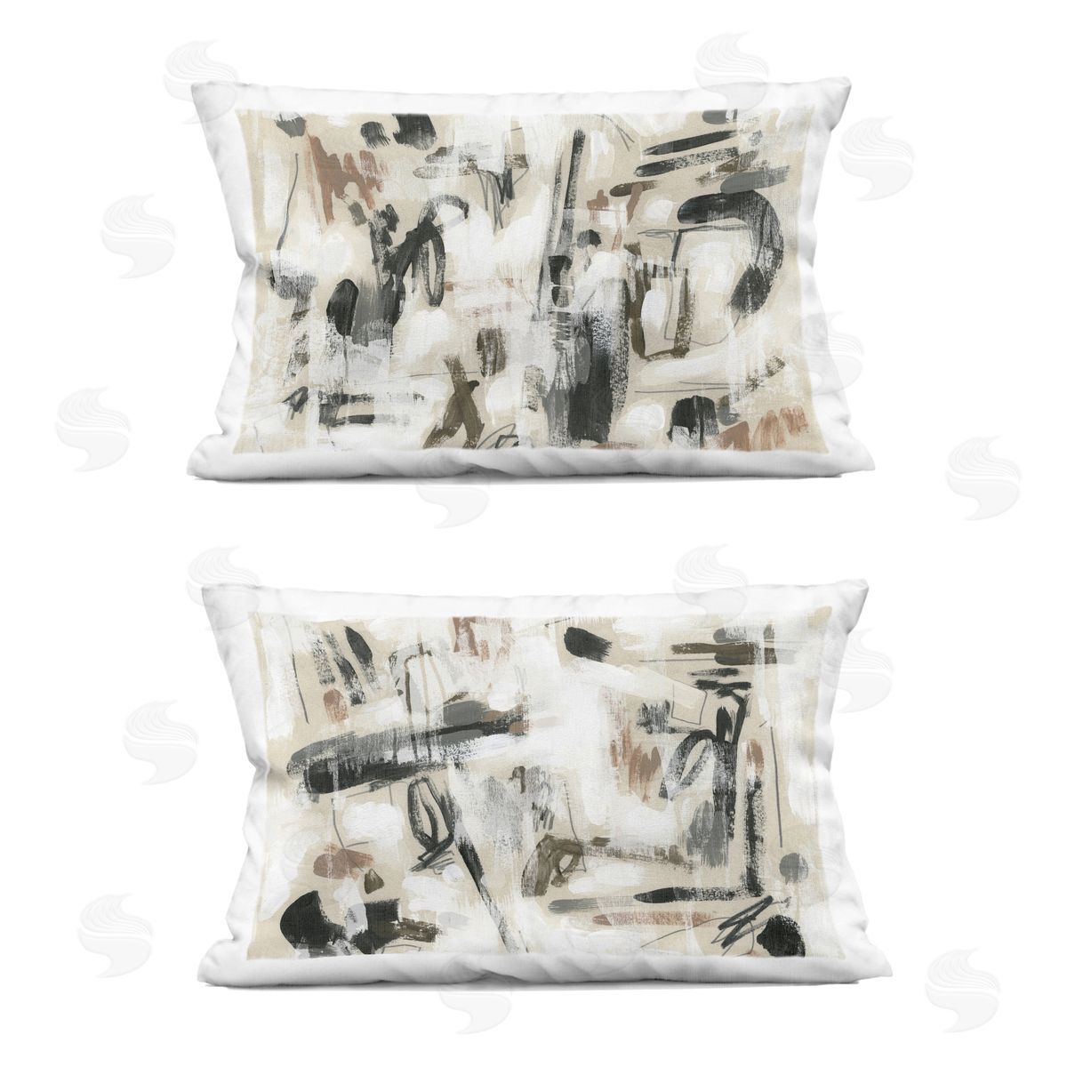 June Erica Vess Neutral Earth Tones Abstraction Printed Plush Polyester Throw Pillow