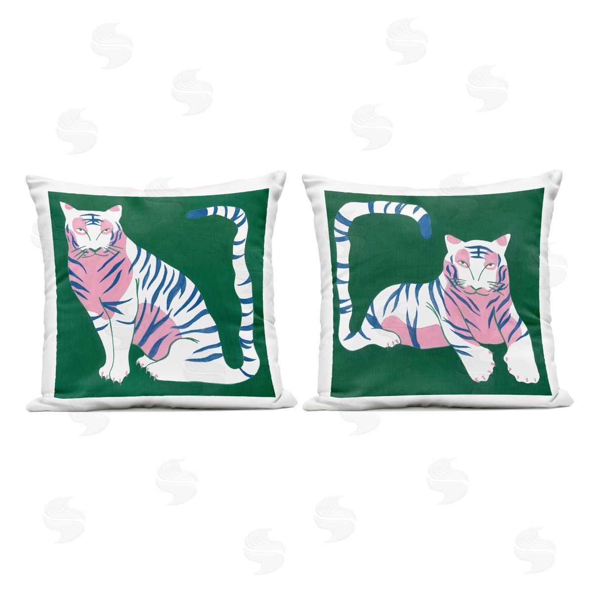 Melissa Wang Fierce Lounging Tigers Outdoor Quick-Dry Polyester Printed Throw Pillow