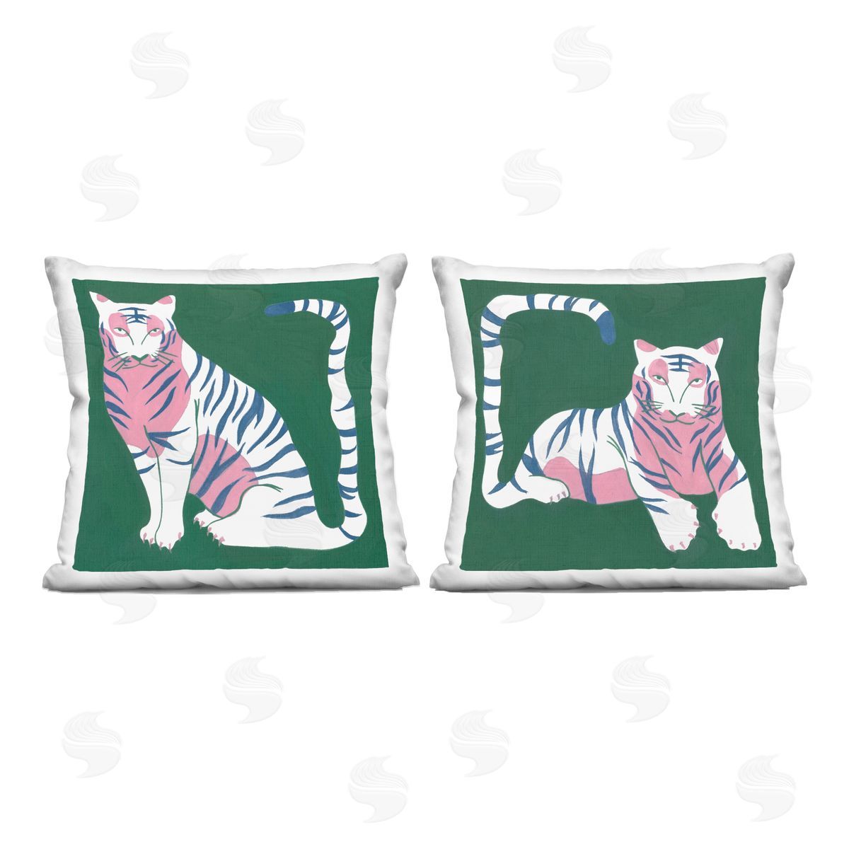 Melissa Wang Fierce Lounging Tigers Printed Plush Polyester Throw Pillow