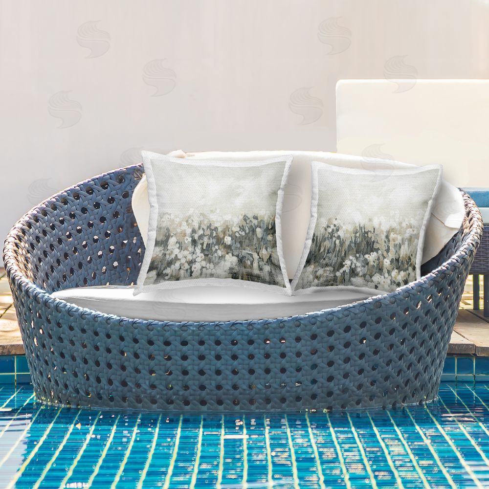 June Erica Vess Brushed Flower Meadow Impressions Outdoor Quick-Dry Polyester Printed Throw Pillow in Back Yard