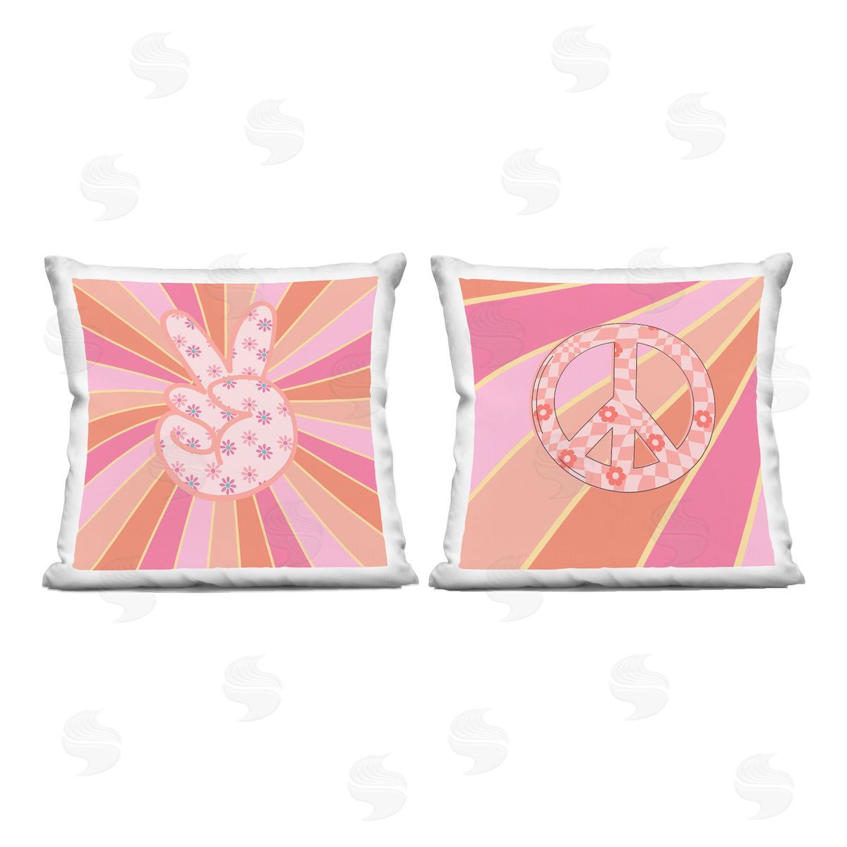 Jesse Keith Groovy Peace Symbols Printed Plush Polyester Throw Pillow