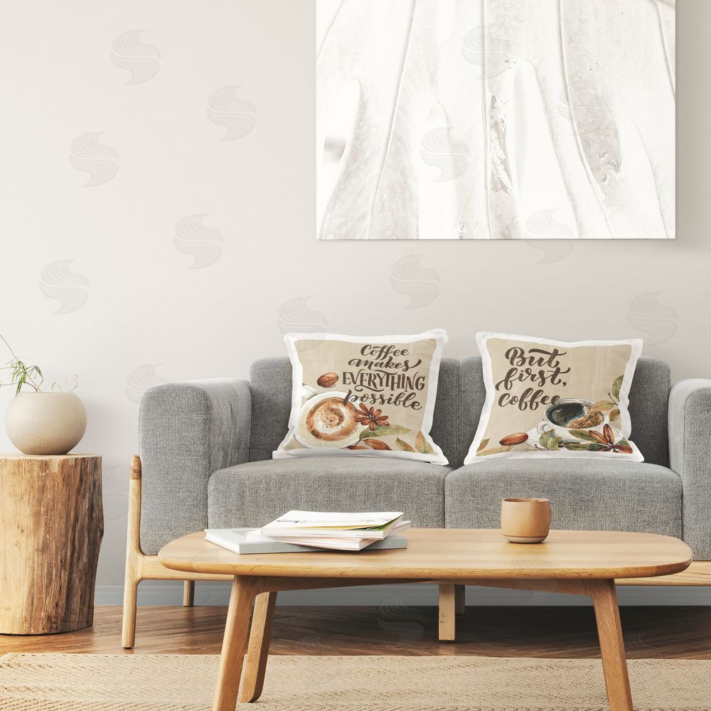 Kim Allen Rustic Kitchen Coffee Phrases Printed Plush Polyester Throw Pillow On Chair
