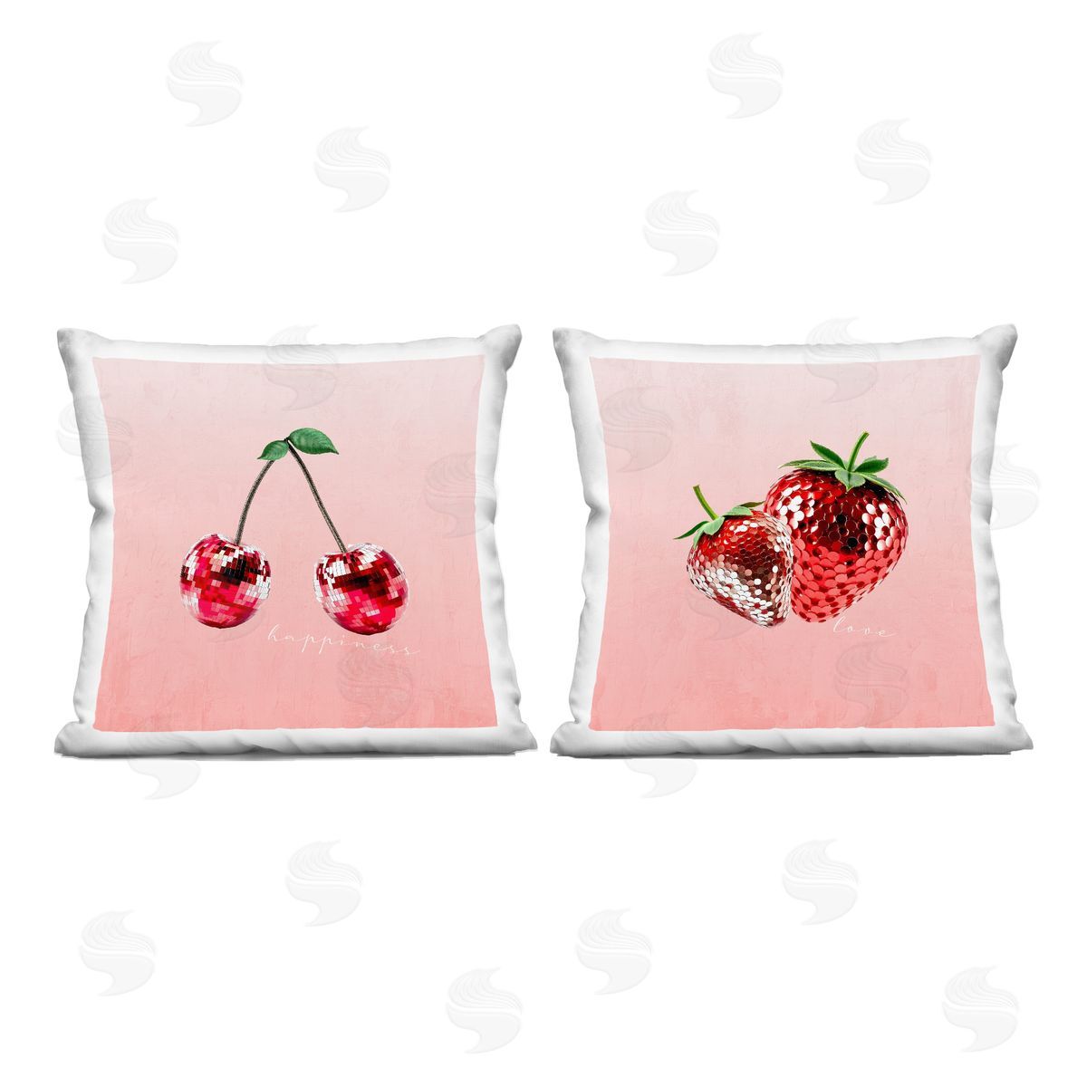 Kim Allen Happiness & Love Disco Fruits Printed Plush Polyester Throw Pillow