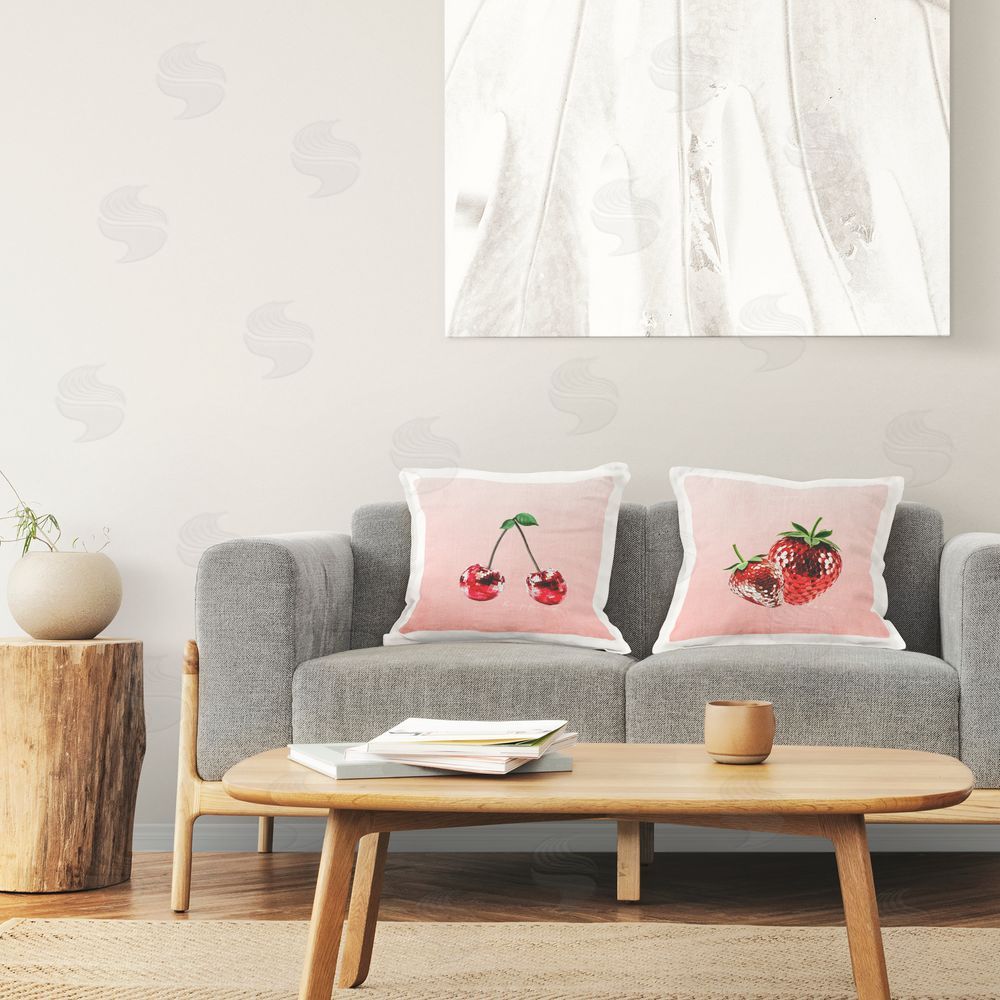 Kim Allen Happiness & Love Disco Fruits Printed Plush Polyester Throw Pillow On Chair