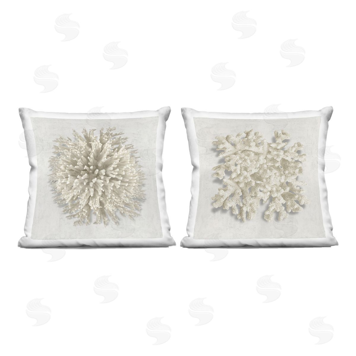 Caroline Kelly Distinct Natural Coral Printed Plush Polyester Throw Pillow